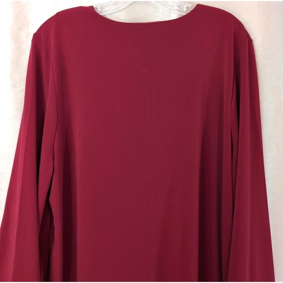 Lauren Ralph Lauren Blouse Women's Size XL Red Flowy Flare Long Sleeve Elegant - Picture 15 of 16